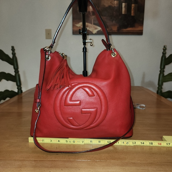 Gucci Handbags - Gucci red leather soho crossbody 2 way shoulder bag